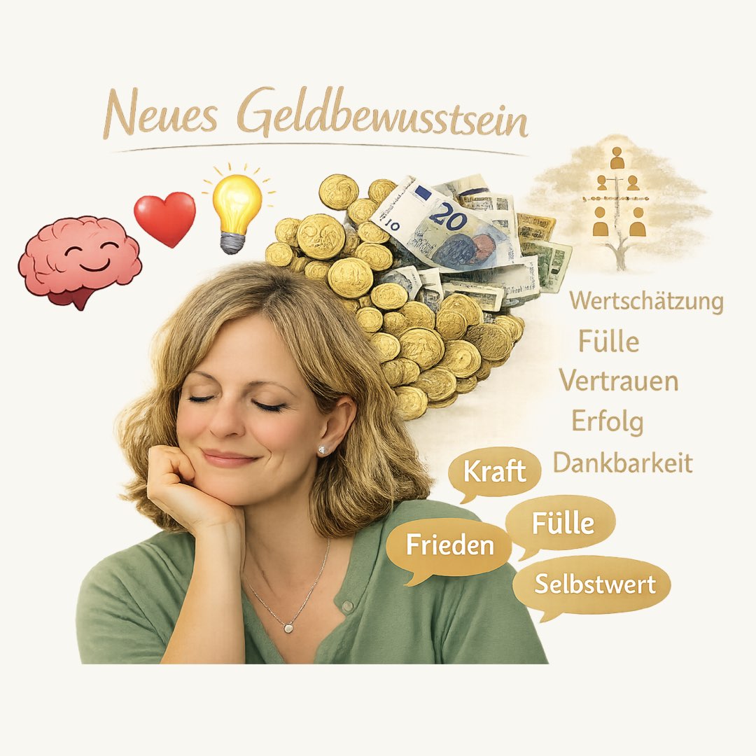 Geld Frau mit unterschiedlichen Aspekten zu Geldbewusstsein