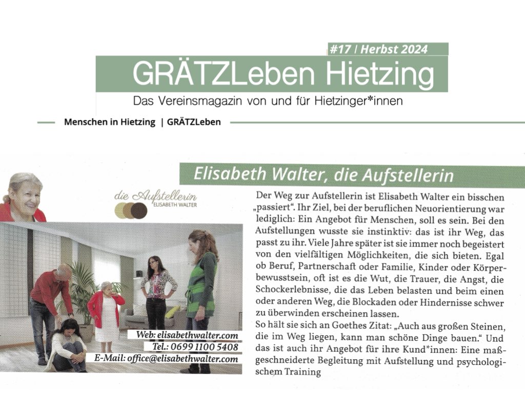 Ein Artikel im GRÄTZLeben Vereinsmagazin