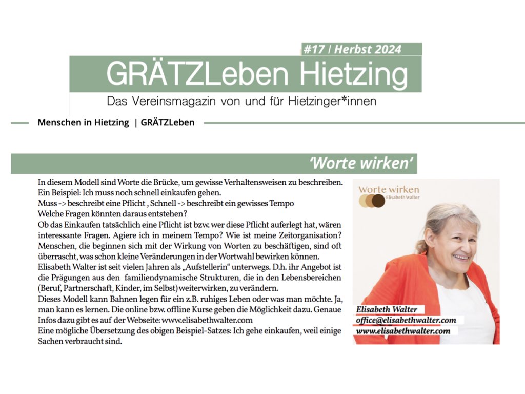 Artikel im GRÄTZLeben Vereinsmagazin
