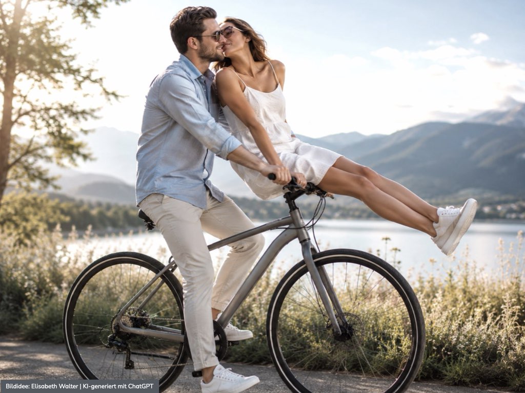 Partnerschaft, gemeinsam Radfahren 